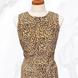 Vintage‎ Maggy London 100% Silk Leopard Wrap Midi Dress, Size 8